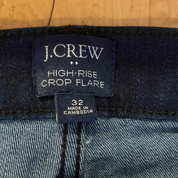 JCREW dark rinse button fly cropped flare jeans size 32 - Picture 3 of 6